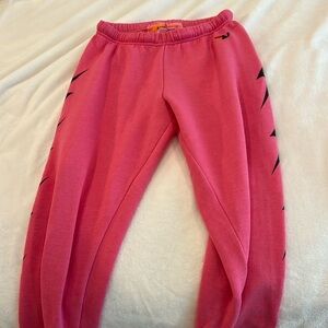 Aviator nation pink and black lightning bolt joggers￼